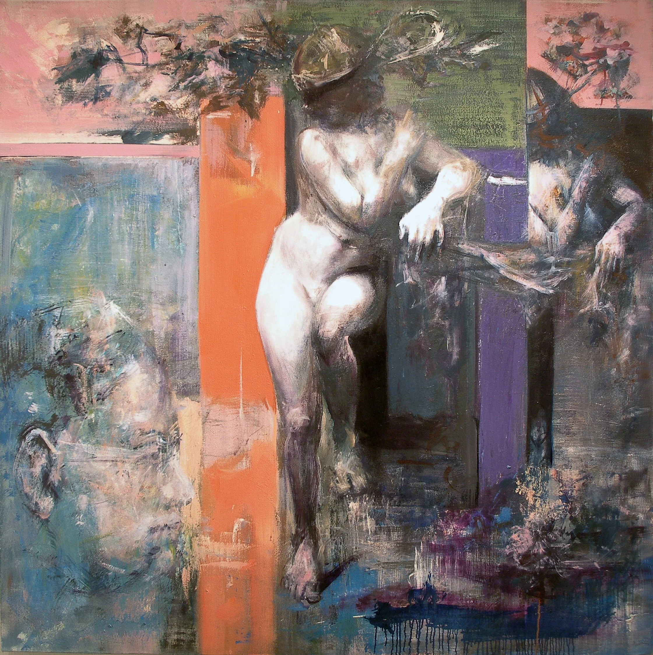 Facing the Goddess of War, oil on canvas, 58x58"