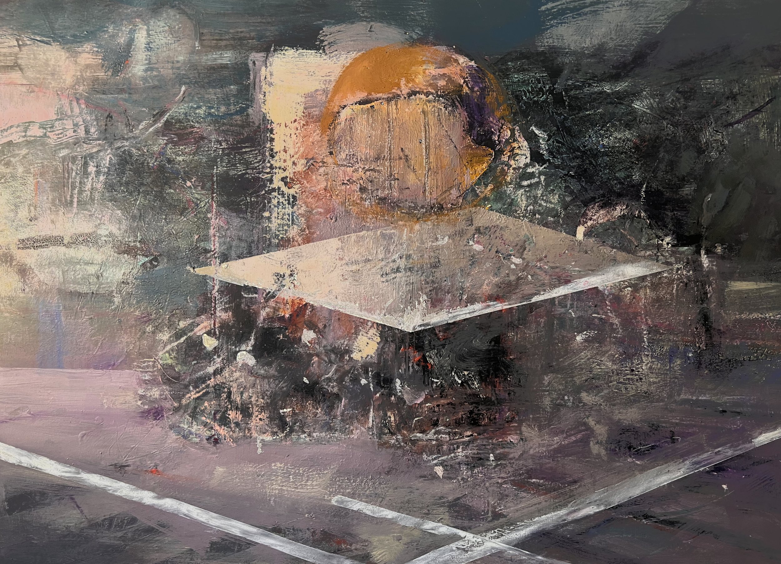 Maze, mixed media on paper, 38x46"