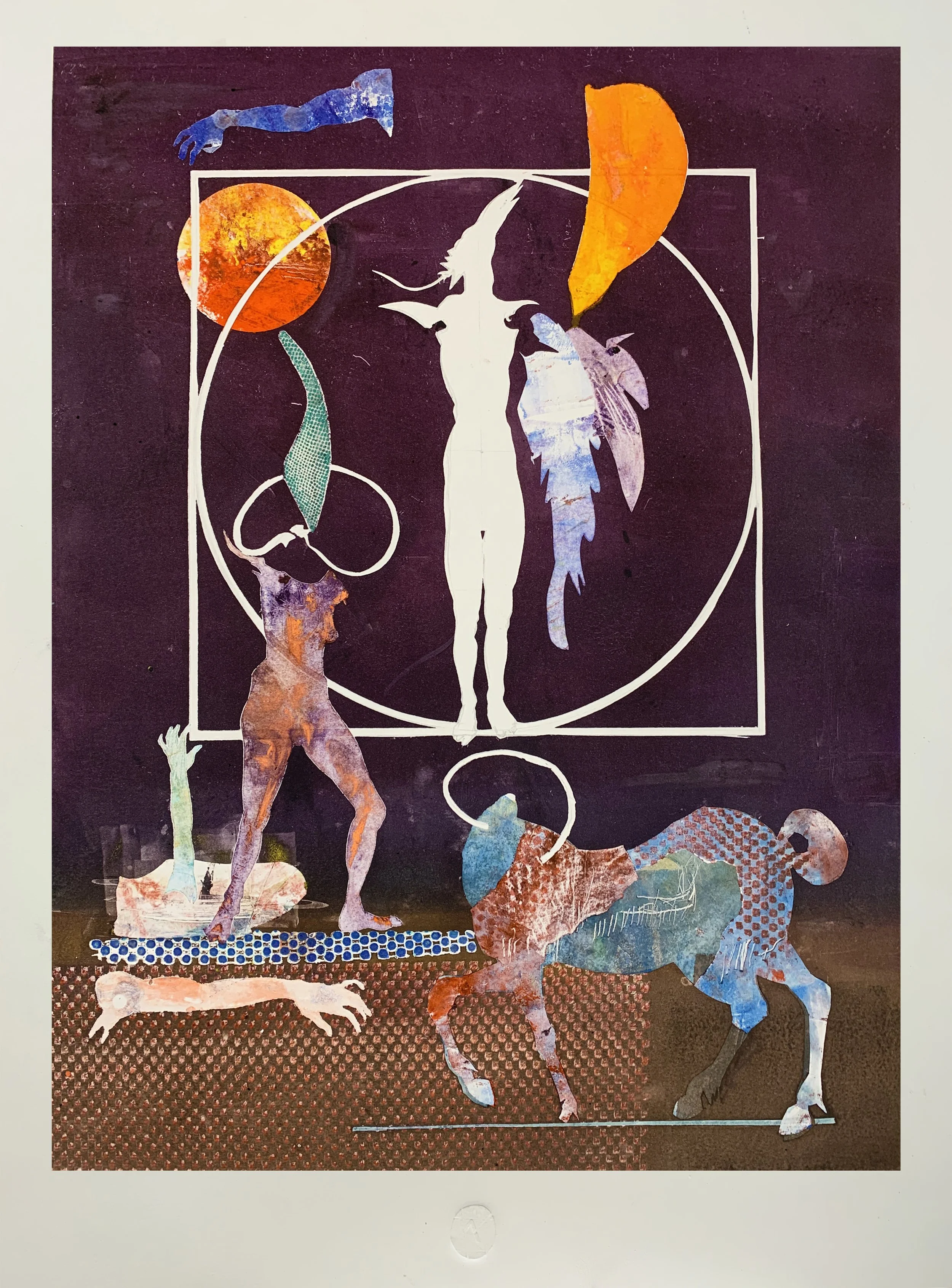 Birdman - Ask The Moon, monotype on paper, 28x18"