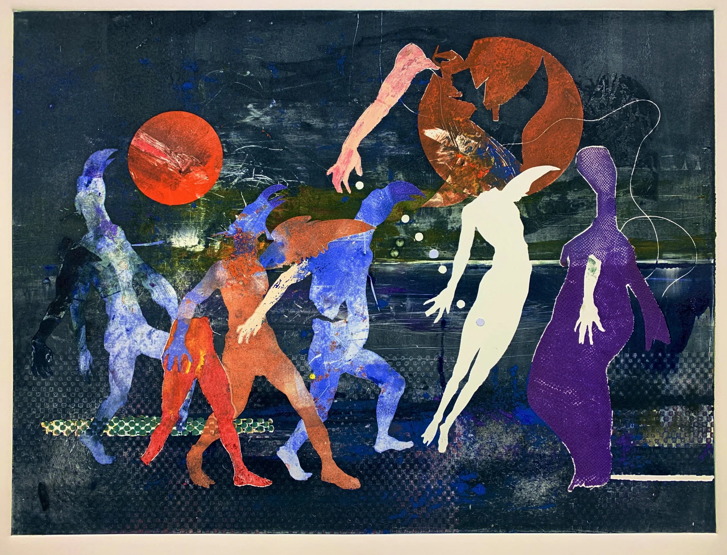 Birdman, The Initiation, monotype on paper, 27x36"