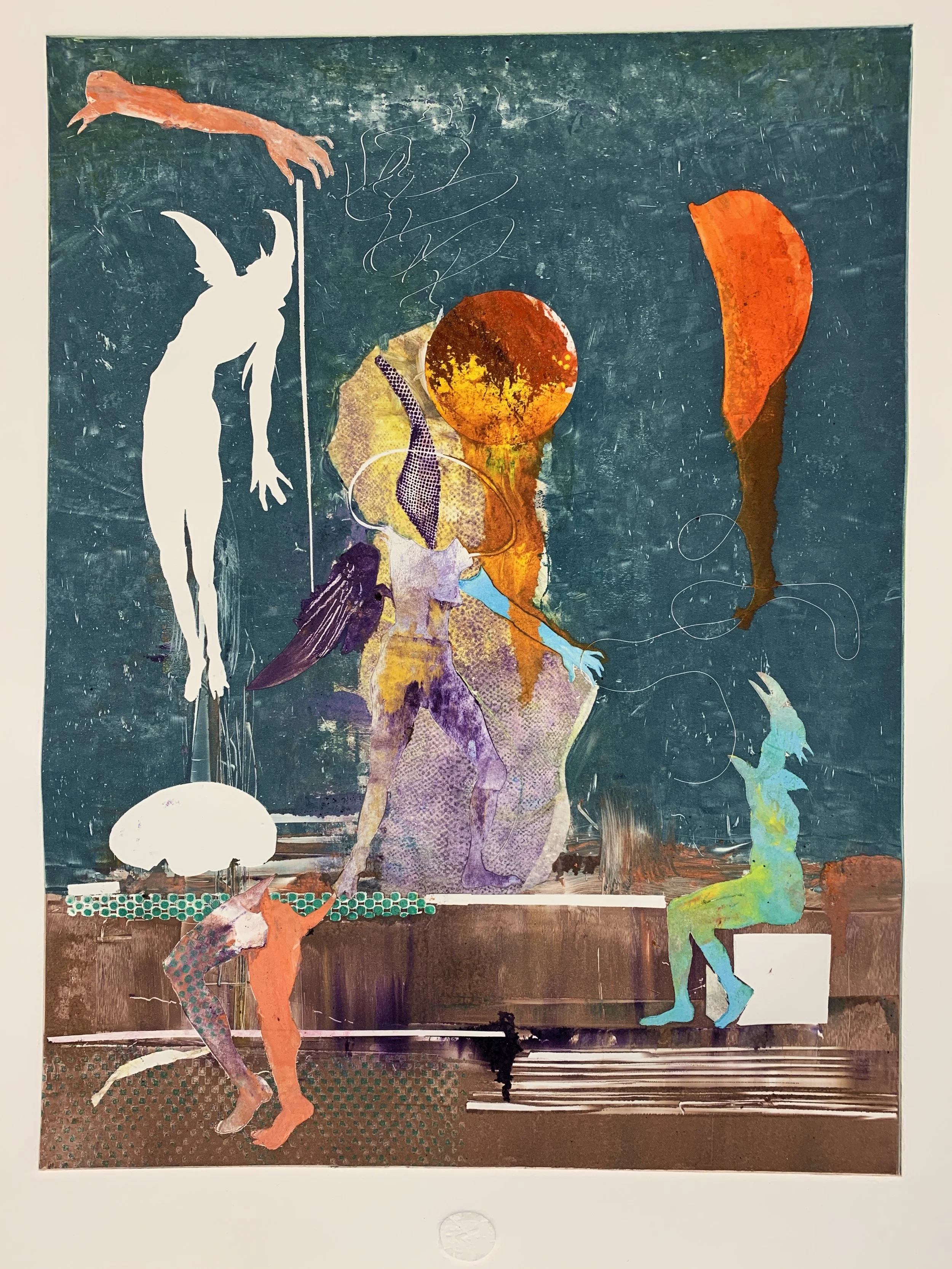 Birdman -The ascension, monotype on paper, 18x32"