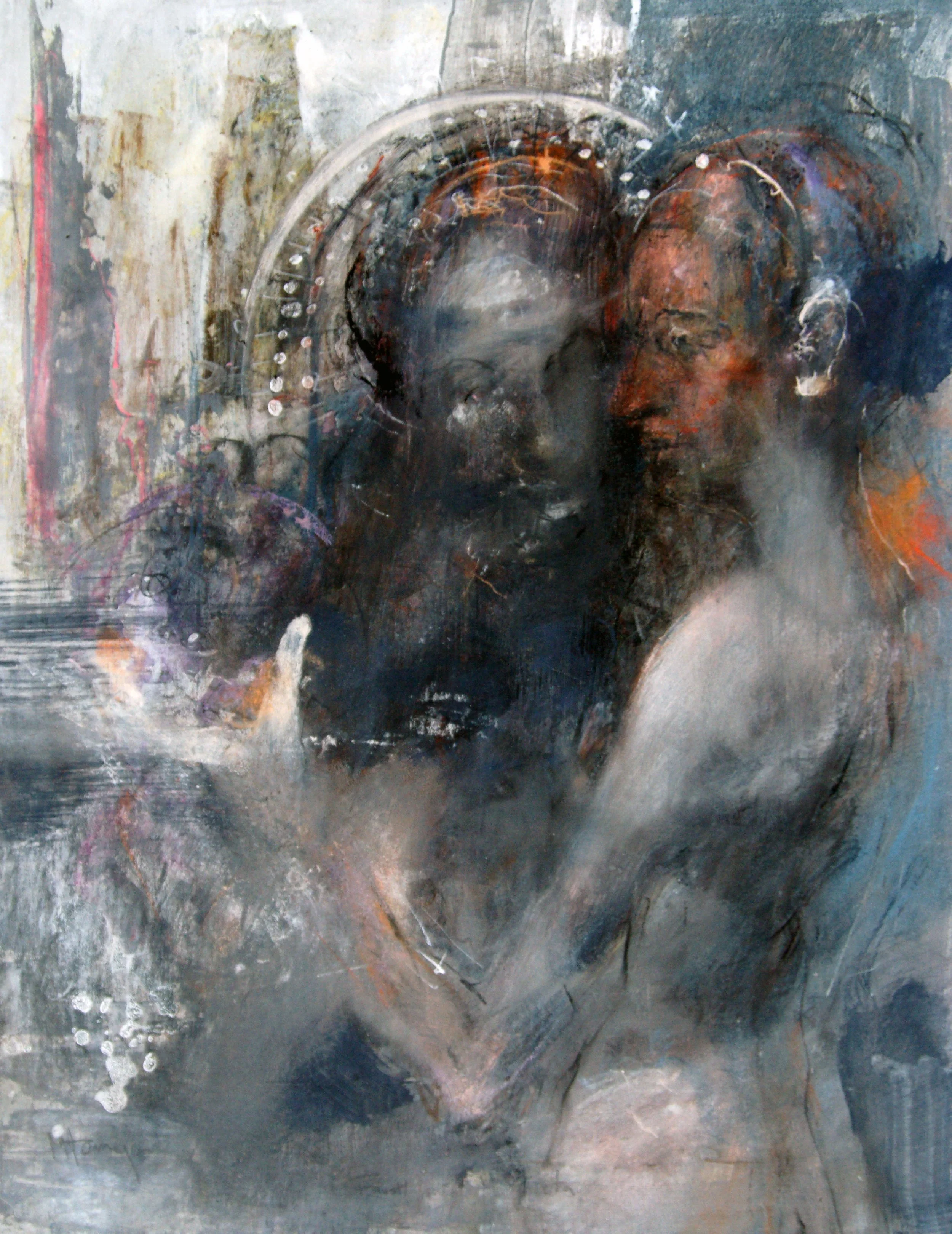 Annunciation, mixed media on paper, 36x27"