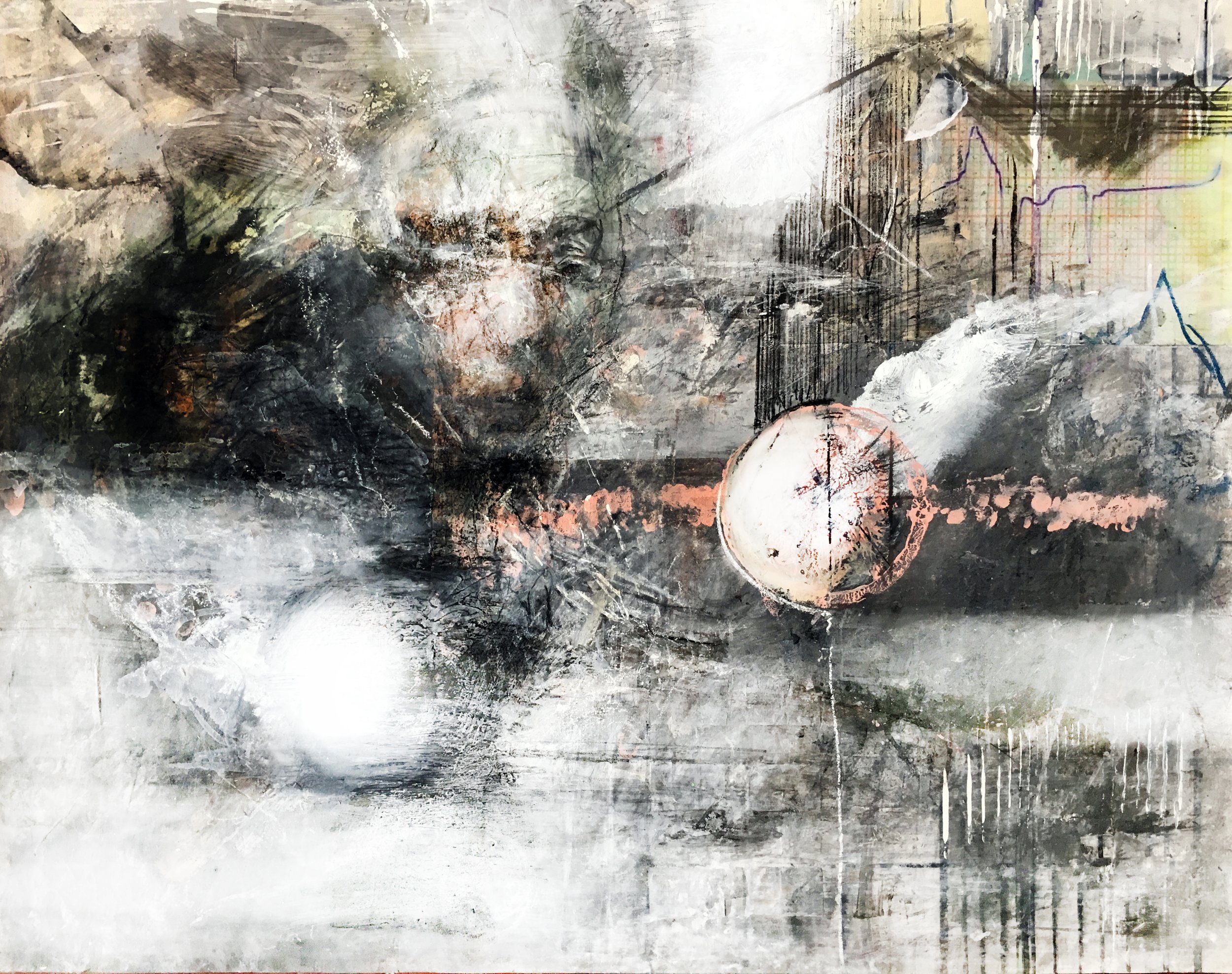 Heartbeat, mixed media on paper, 24x38"