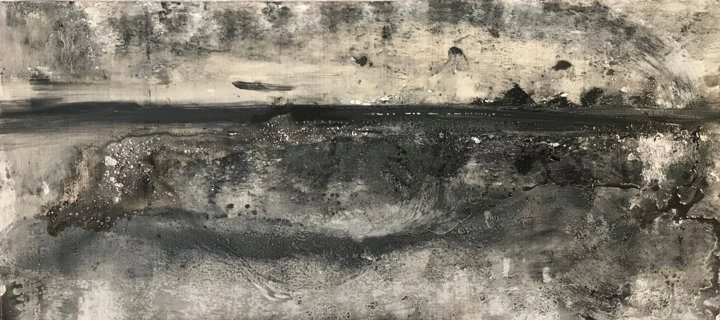 Dying Whales, ink on paper, 28x48"