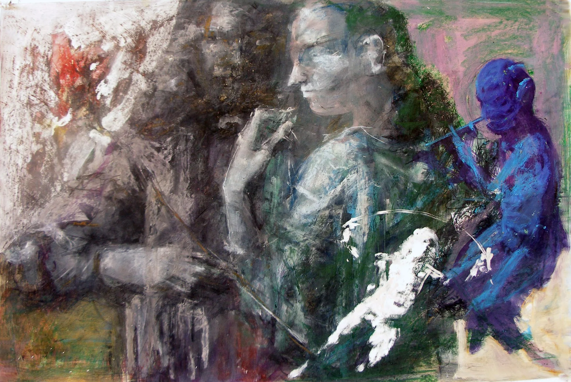 Annunciation III, mixed media on paper, 422x32"