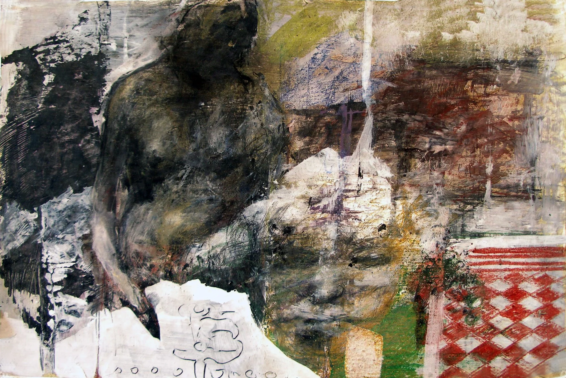 Pompeii, mixed media on paper, 36x48"