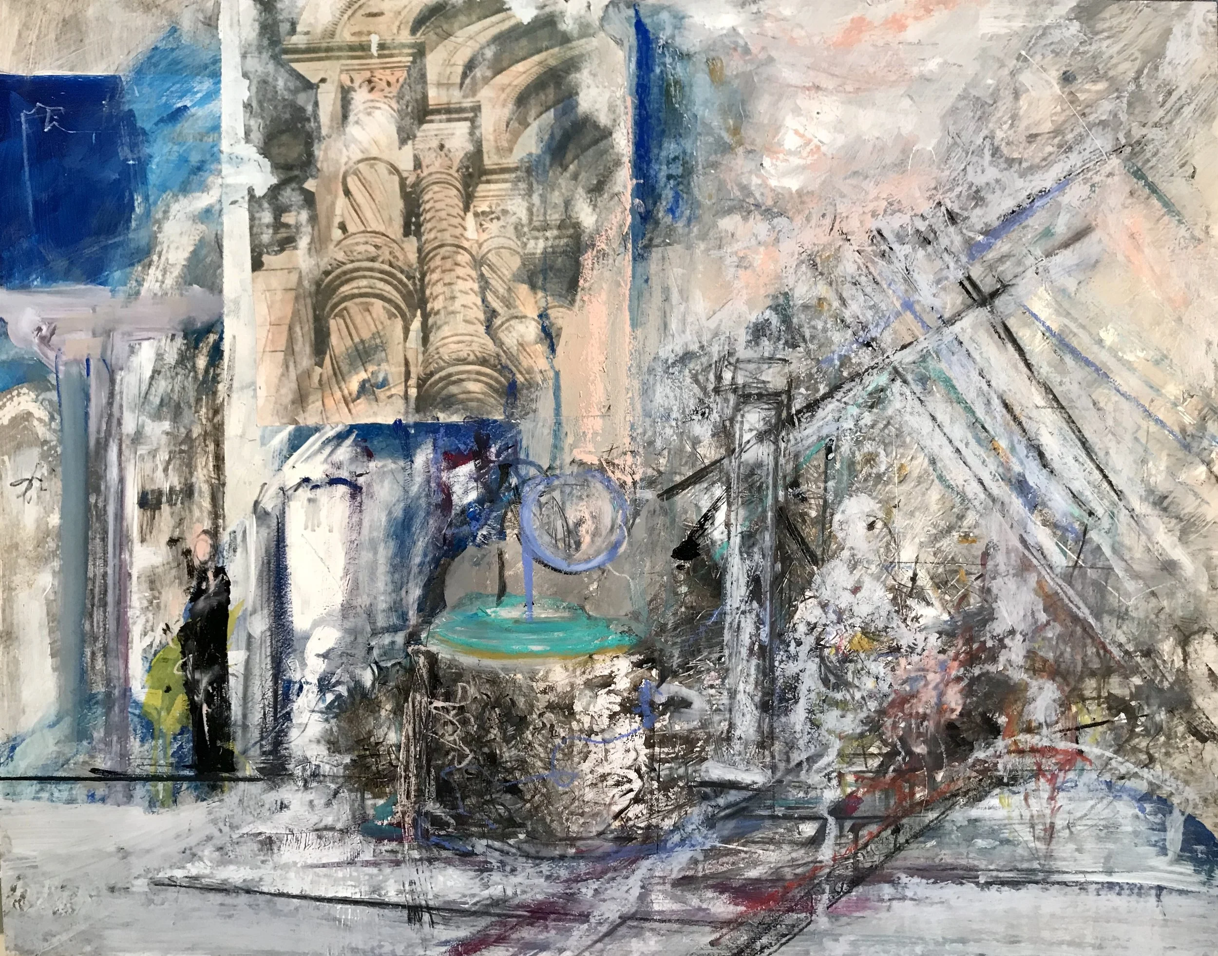 Ghostalgia, mixed media on paper, 36x48"