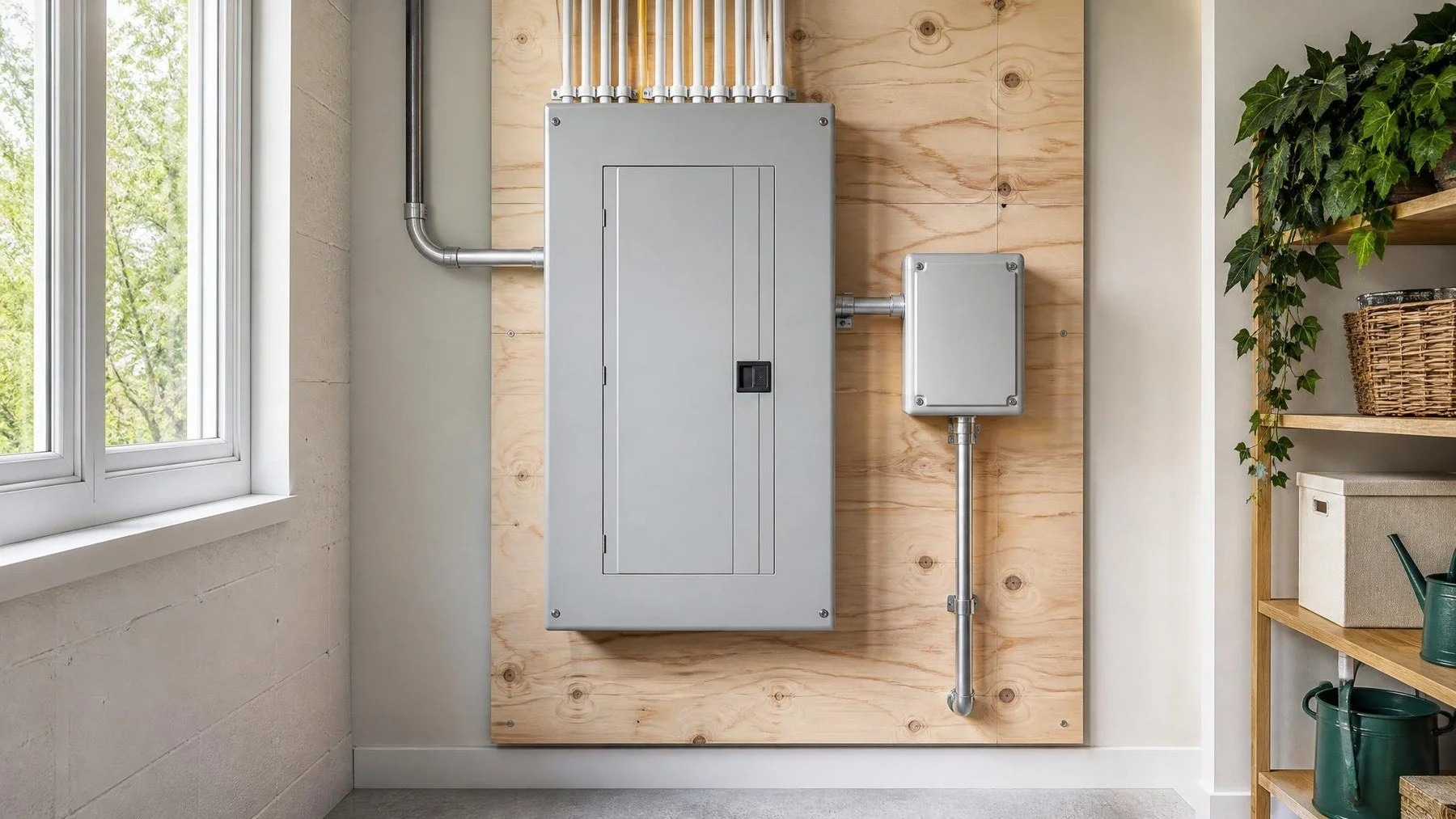 Modern residential electrical panel prepared for a whole home surge protective device