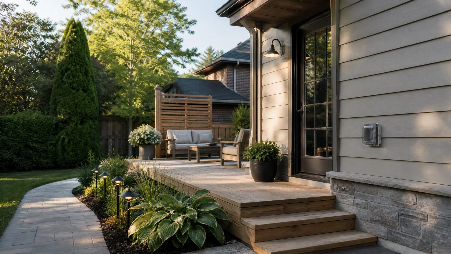 Backyard renovation with path lighting locations and a clearly planned underground electrical route