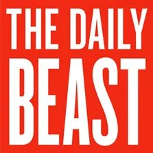 Logo of The Daily Beast with red background and white text