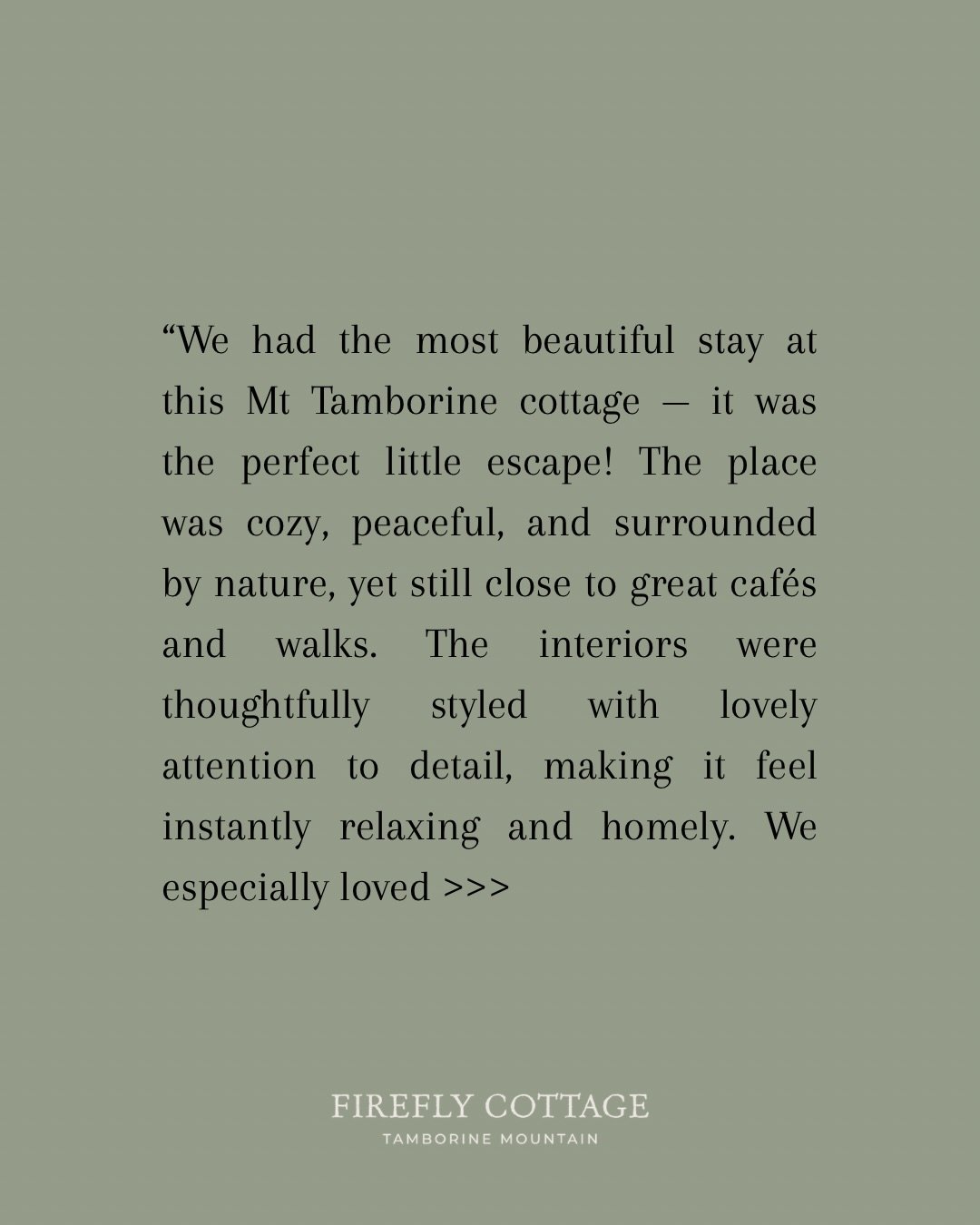 A little love note from one of our recent guests 🥹✨
Hearing how much you enjoy the peace, the birdsong, and the slow mornings on the deck means the world to us.
If you&rsquo;re dreaming of a quiet mountain escape&hellip; Firefly Cottage is waiting. 
