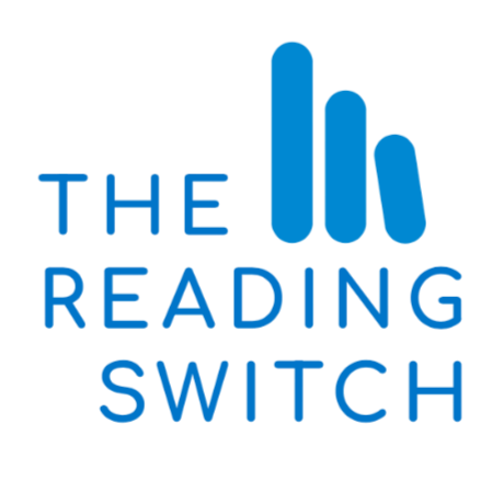 Logo for The Reading Switch featuring three blue vertical bars resembling a switch and the text 'THE READING SWITCH' beneath.