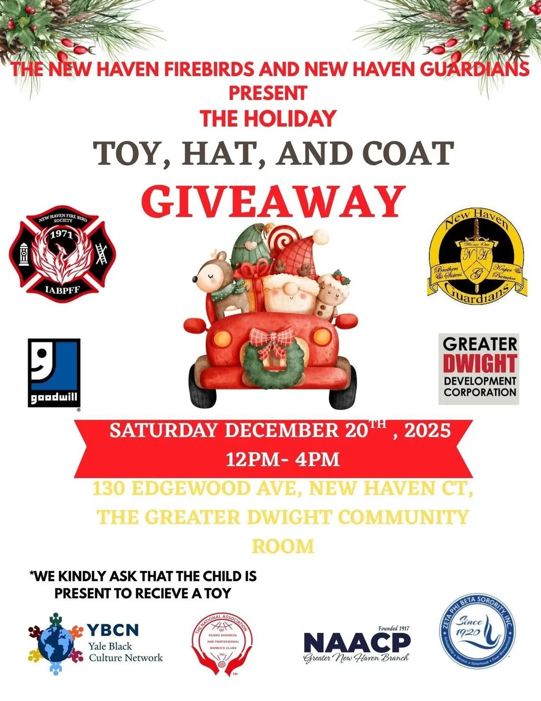 2025 Christmas Toy, Hat, and Coat Giveaway , The New Haven Guardians and The Firebirds