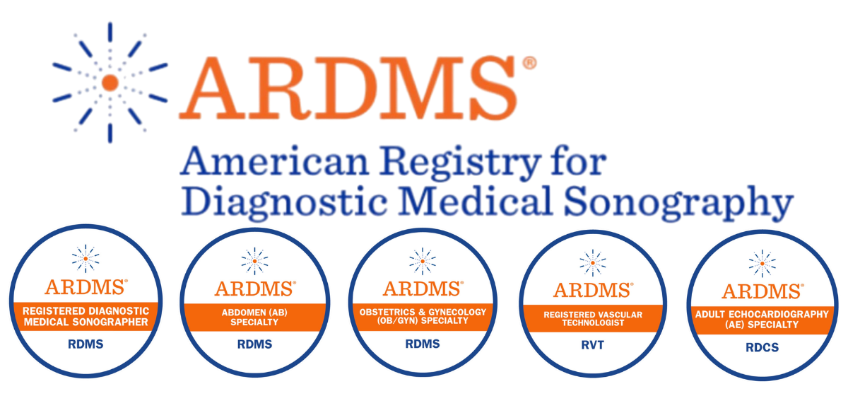 Professional ARDMS credentials and specialized medical sonography certifications for FlexScan Ultrasound.