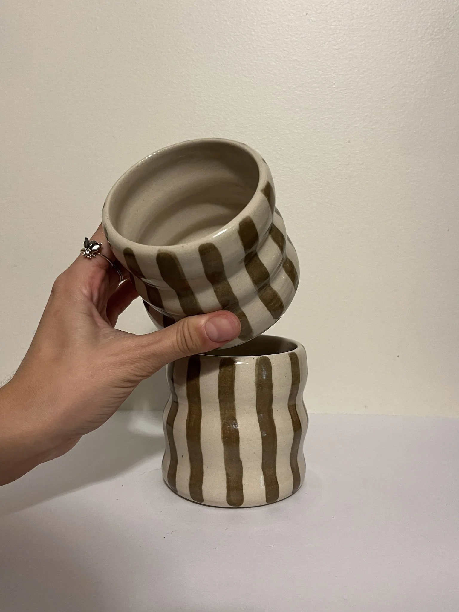 stripy bubble cup - green