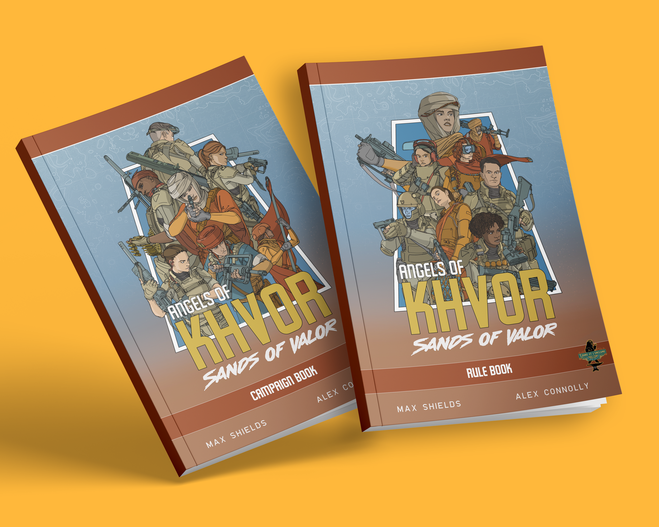 Angels of Khvor is an upcoming military science-fiction wargame, set on a distant but crucially-positioned planet. With an aesthetic like a lost animated series, this military chit and hexer will be nothing like you've played before. 

These covers s