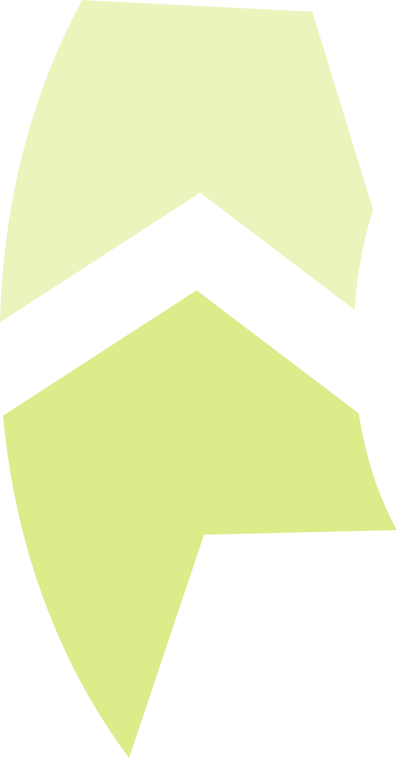 A stylized, abstract graphic design with a green arrow pointing upward, intersected by a black strip in the middle.