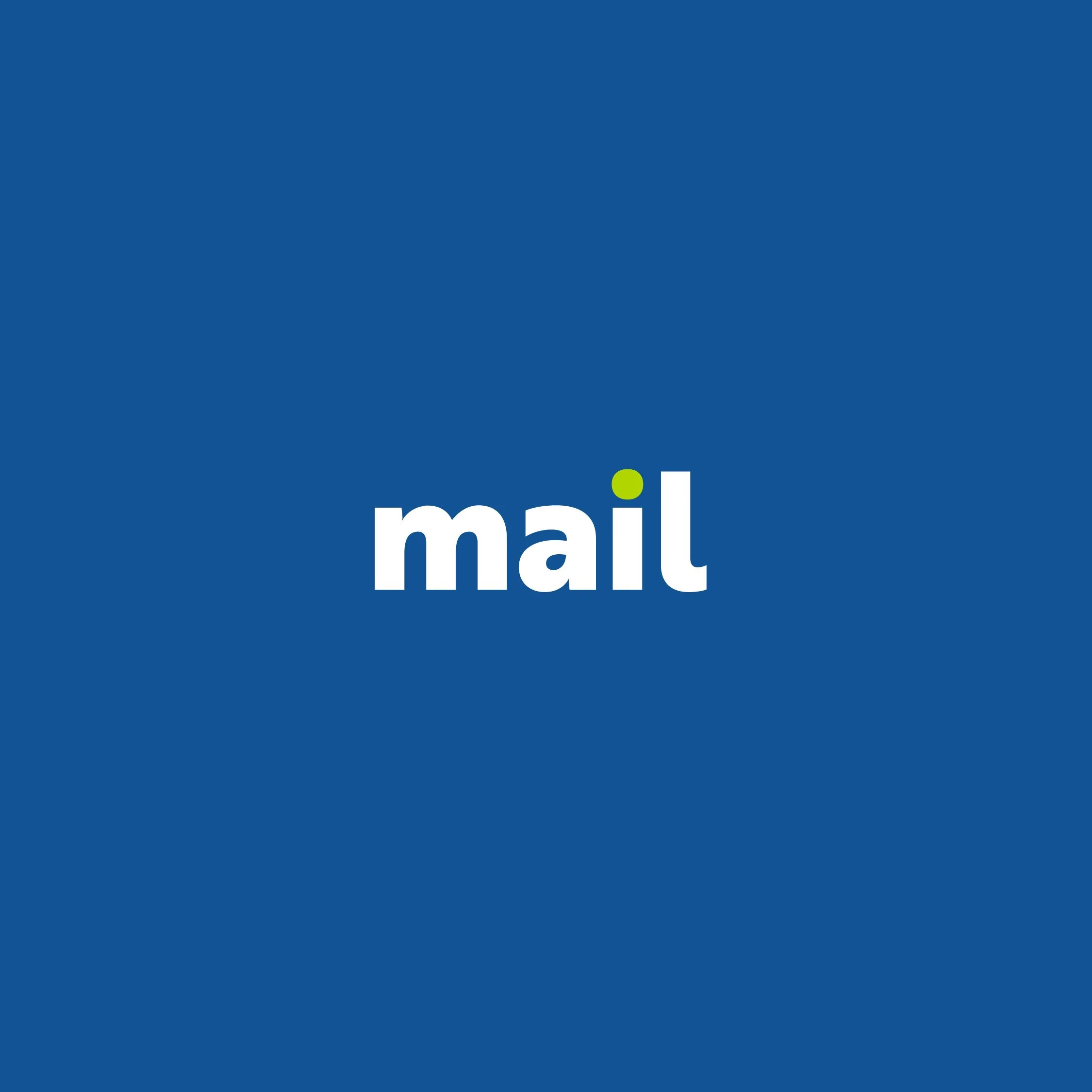 Microsoft Mail logo in blue background with white text and green dot over the 'i'.