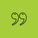 Green background with stylized black quotation marks