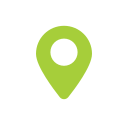Green location pin marker icon on a white background.