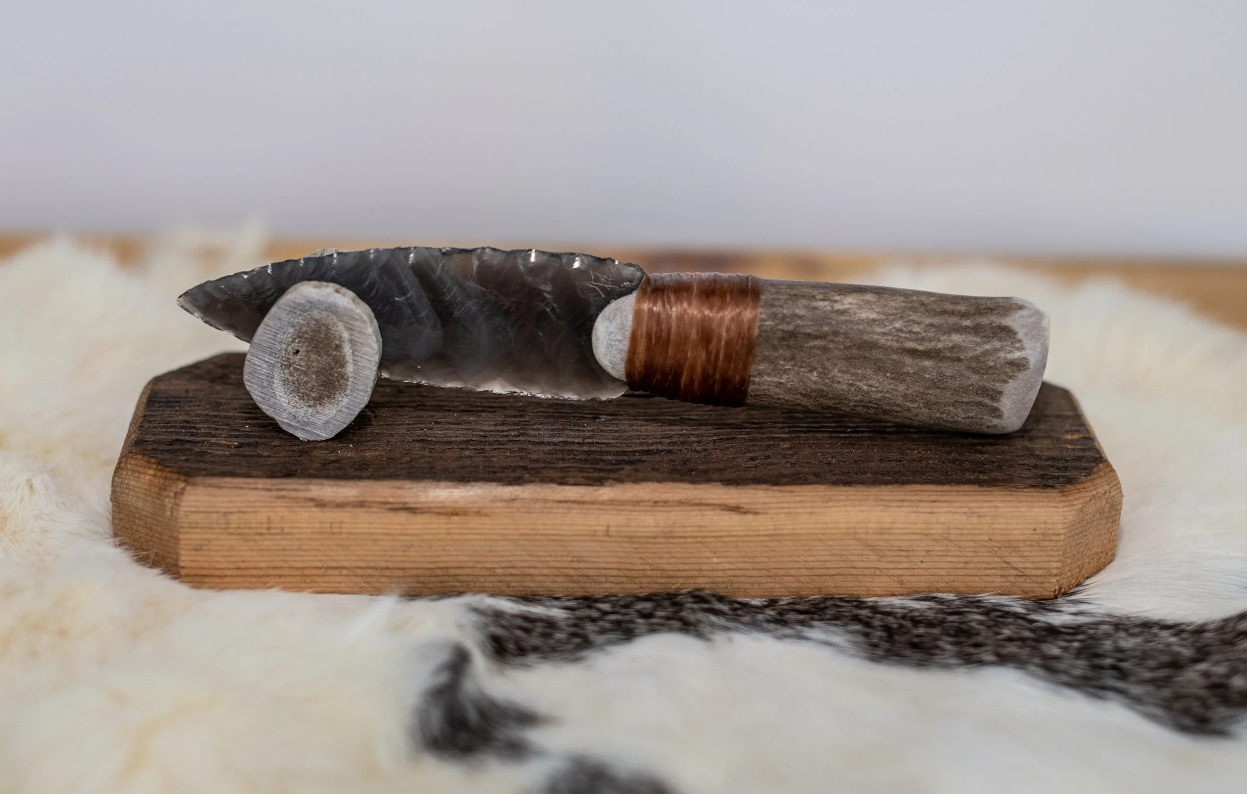 Honor your hunt as art.
Send us the jawbone, leg bone, or antlers from your harvest or your favorite shed finds, and we will craft stunning decorative obsidian knives or matched sets made to be displayed and treasured. Any style, any embellishment—be