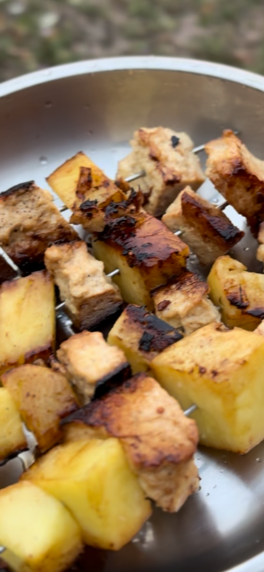 Charred Pineapple &amp; Pomegranate Tofu Skewers