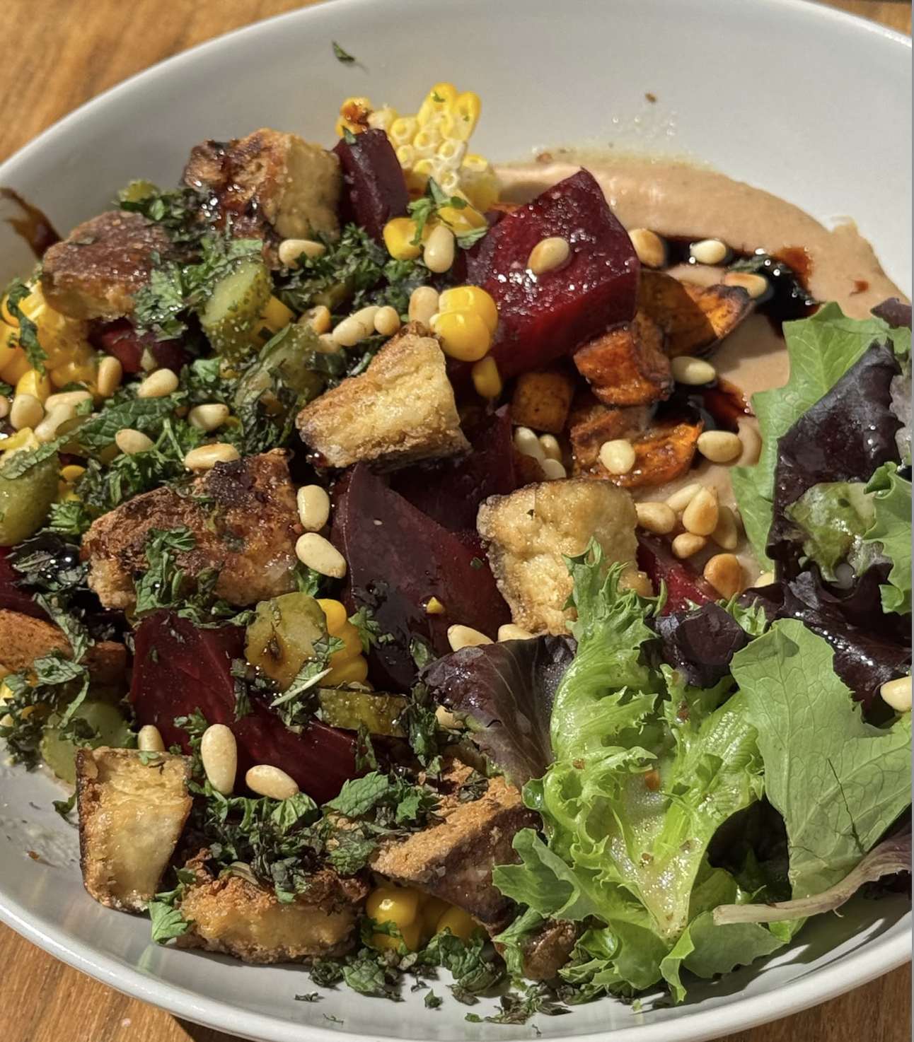 Butterbean purée with crispy tofu