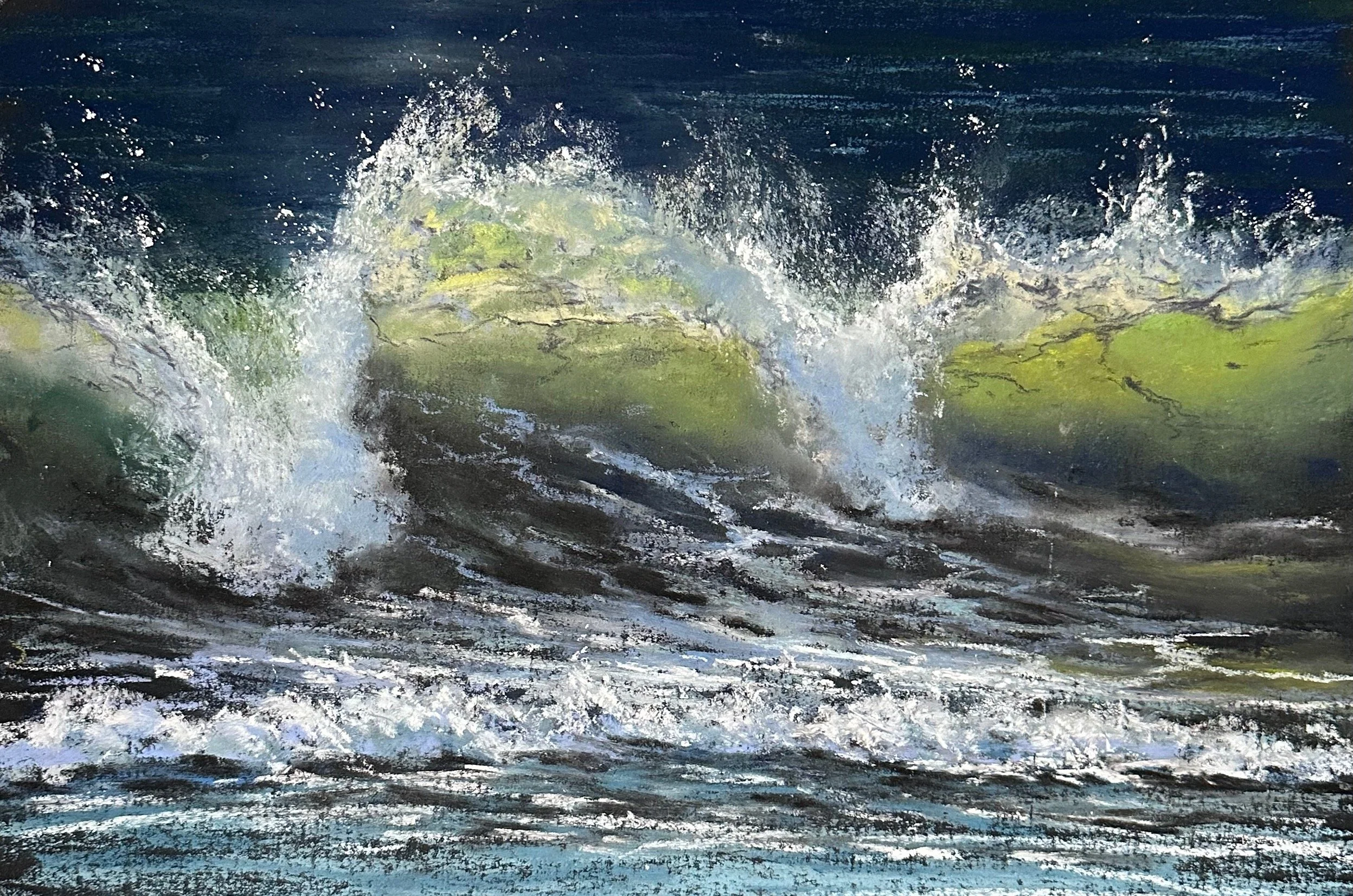 Ann Steer, Emerald fury, 2025, pastel.