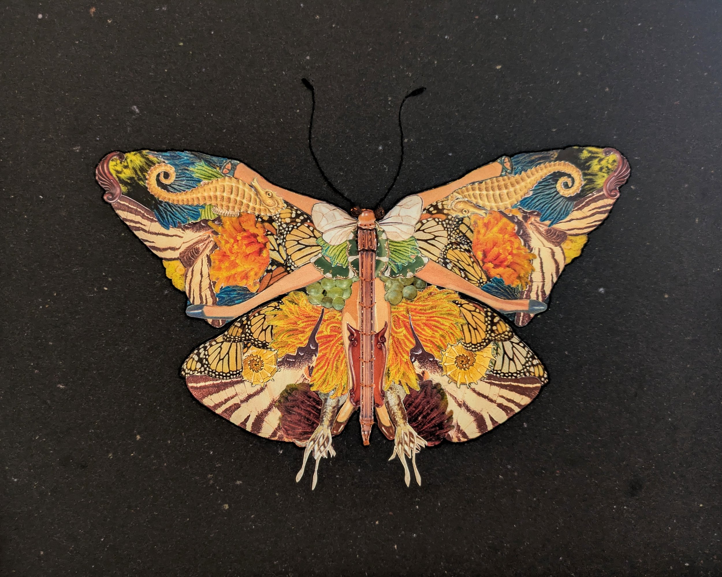 Min Adlide, Papillon en Papier, 2026, paper collage with cotton and lame thread