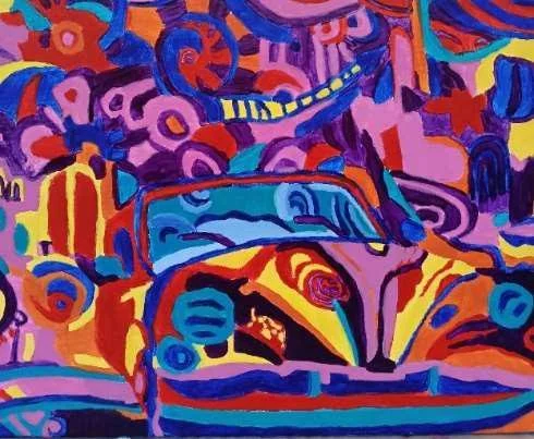 Joanna Giles, VW Dreaming, 2025, acrylic on canvas.