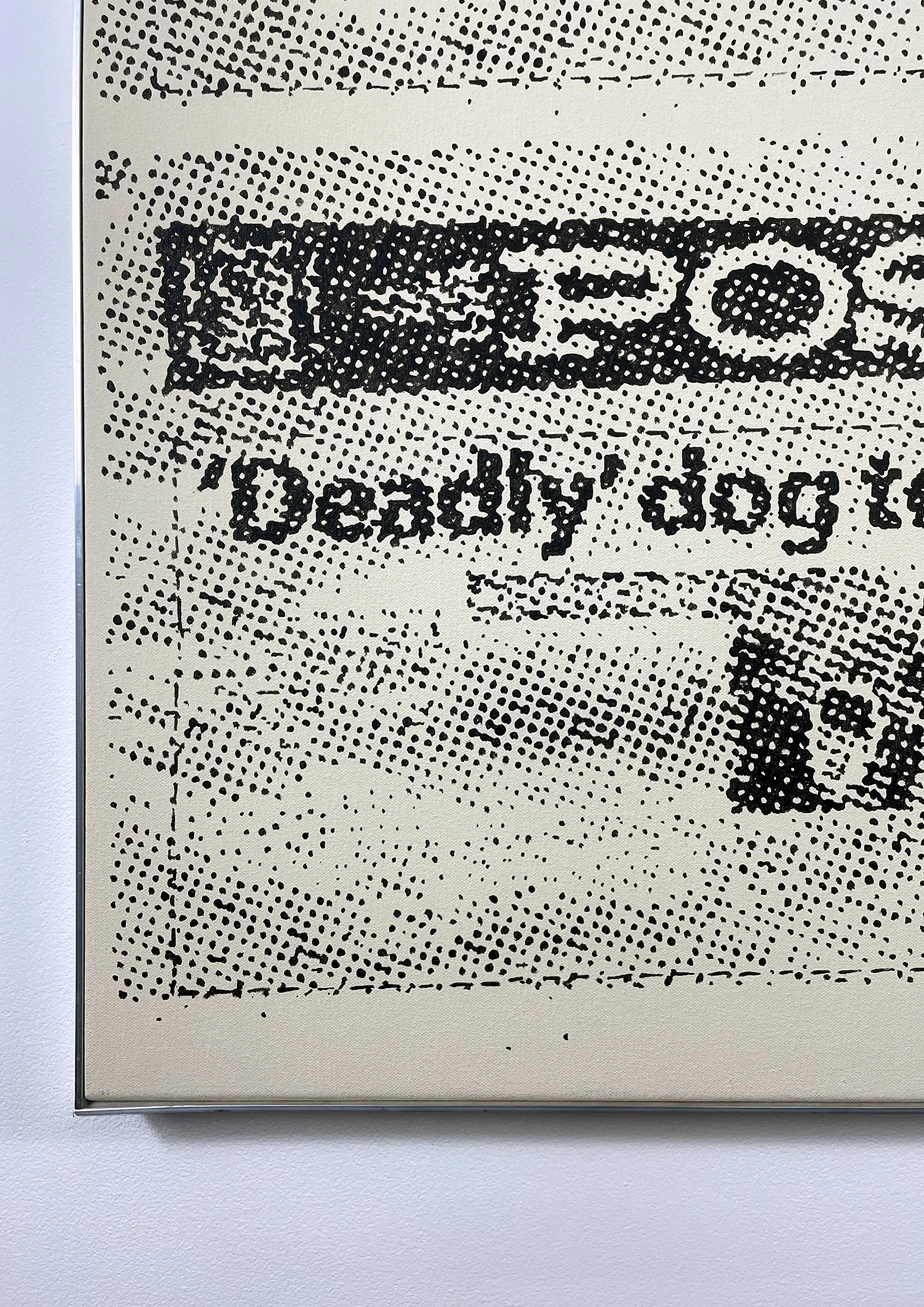 Jared Malton, Deadly Dog to Talk Free? (detail), 2025, Synthetic polymer on canvas in artist's frame, 80 x 60cm.