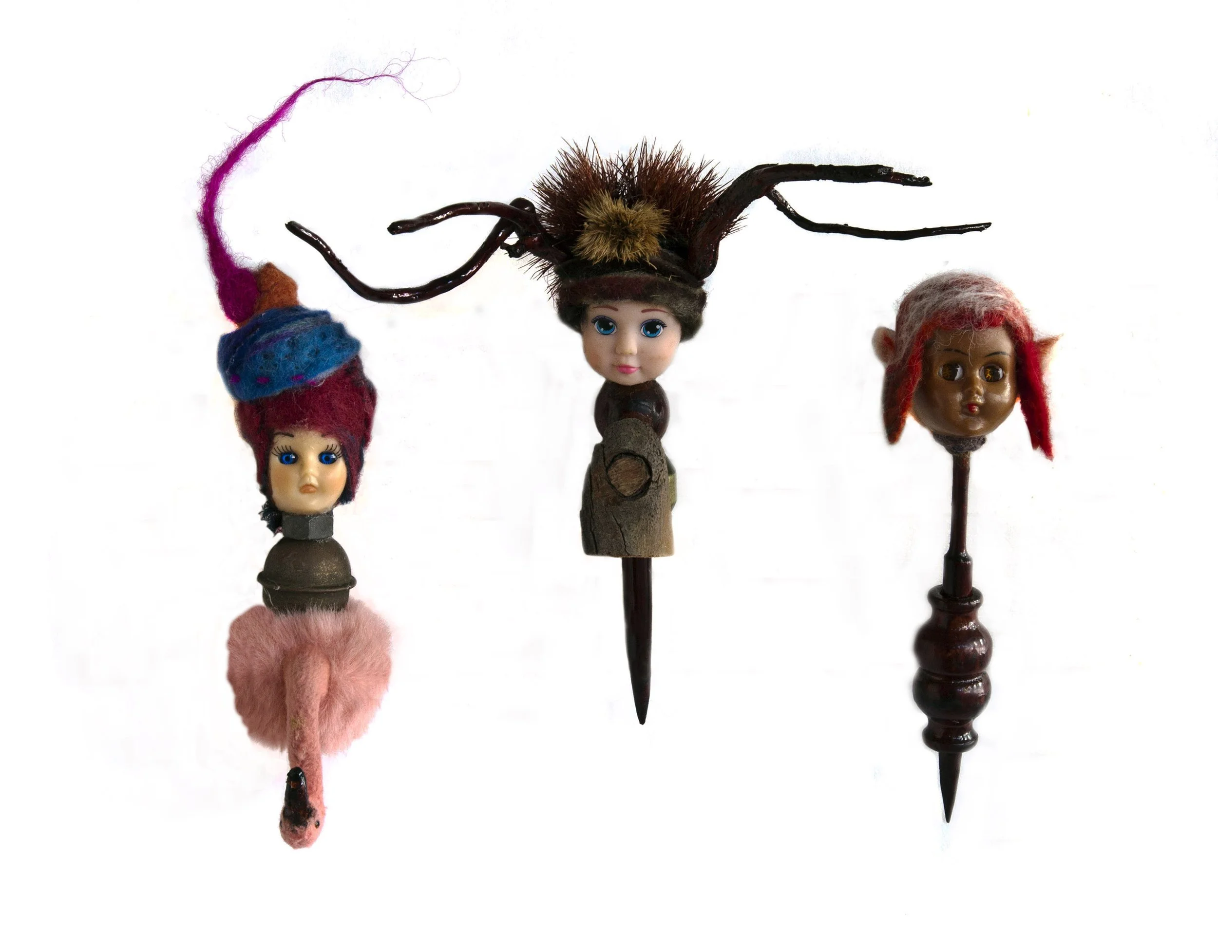 Marilyn Davis-Moore, Hanging Around (1-3), 2026, assemblage of found objects, mixed dimensions