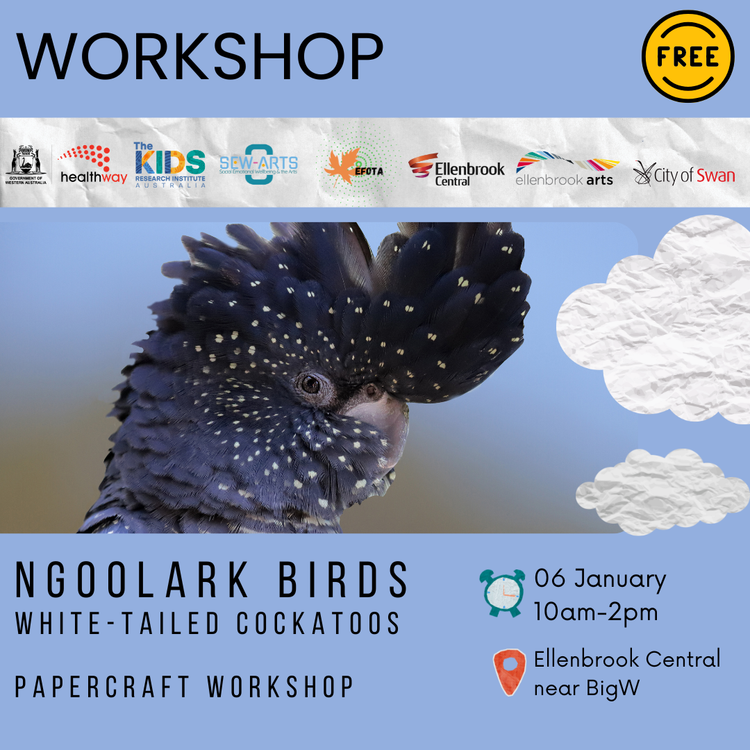 Ngoolark Birds (White-tailed cockatoos). Papercraft workshop