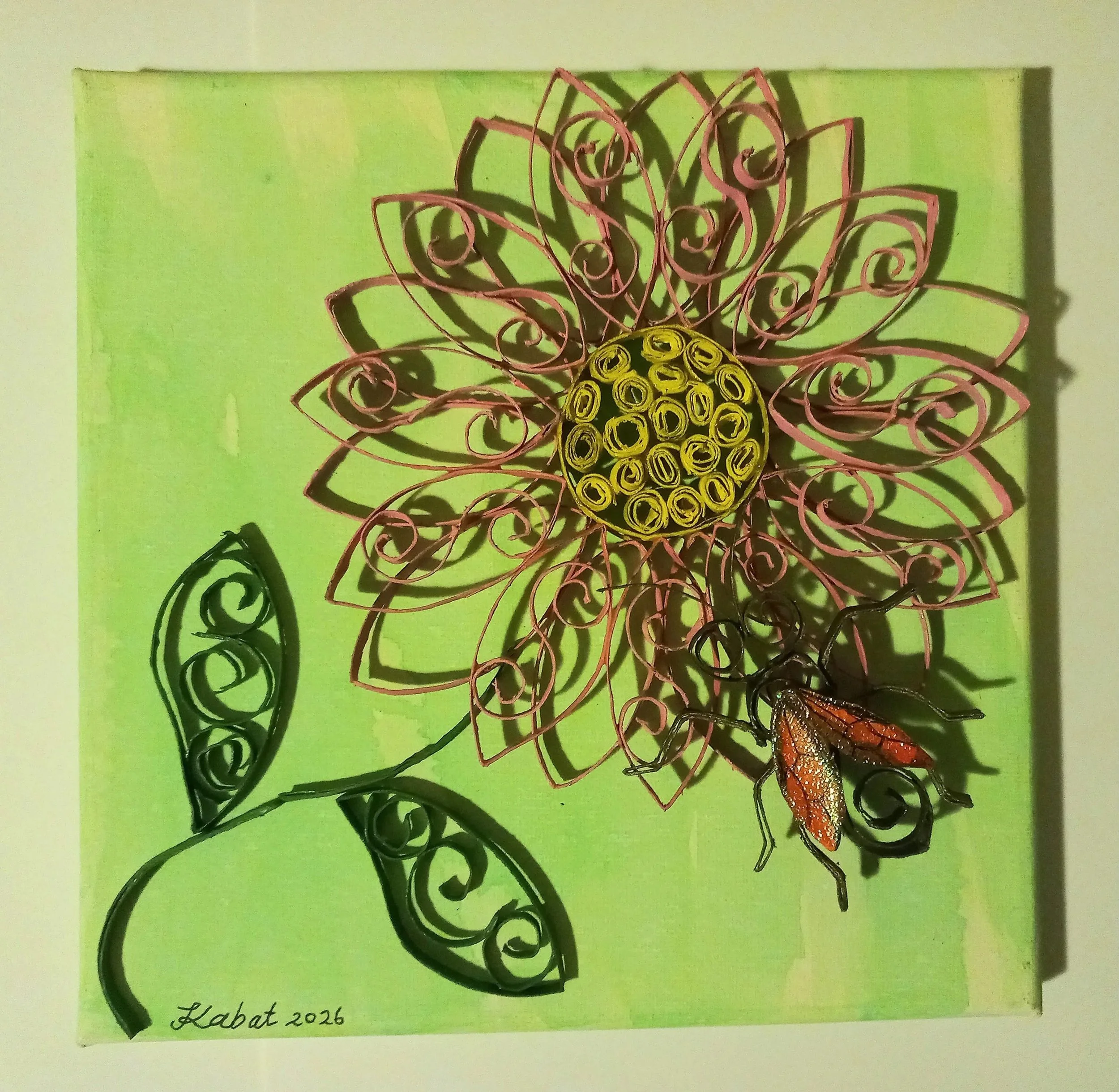 Tamara Kabat, My Love is Everlasting (Lasioglossum sp, Lauwrencella rosea), 2026, mixed media