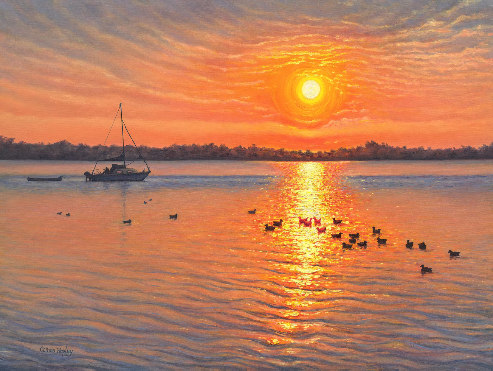 Estuary Ducks at Sunrise by Corrine Rapley 