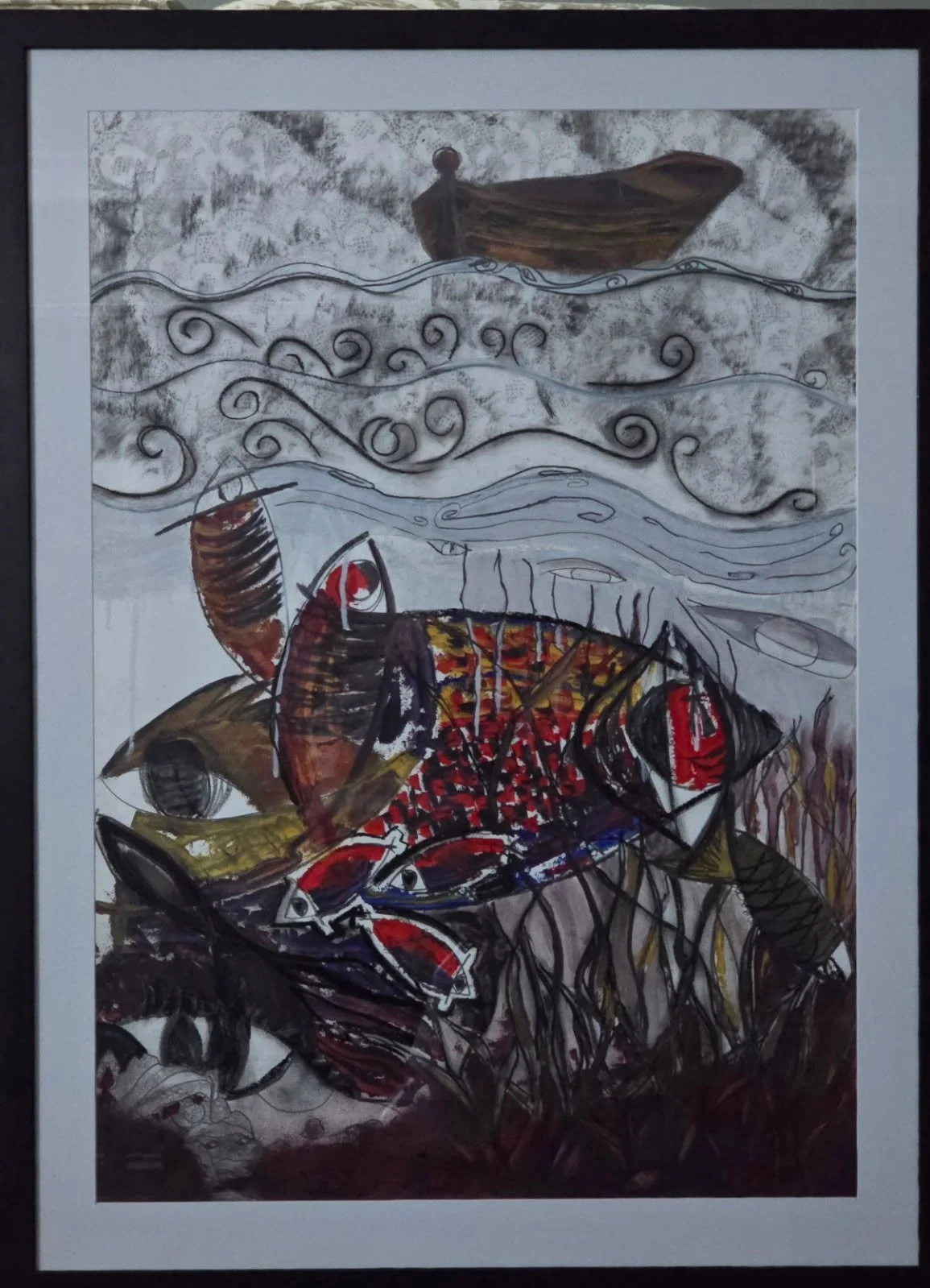 Diane Campbell, Secret fishing spot, 2025, mixed media. 