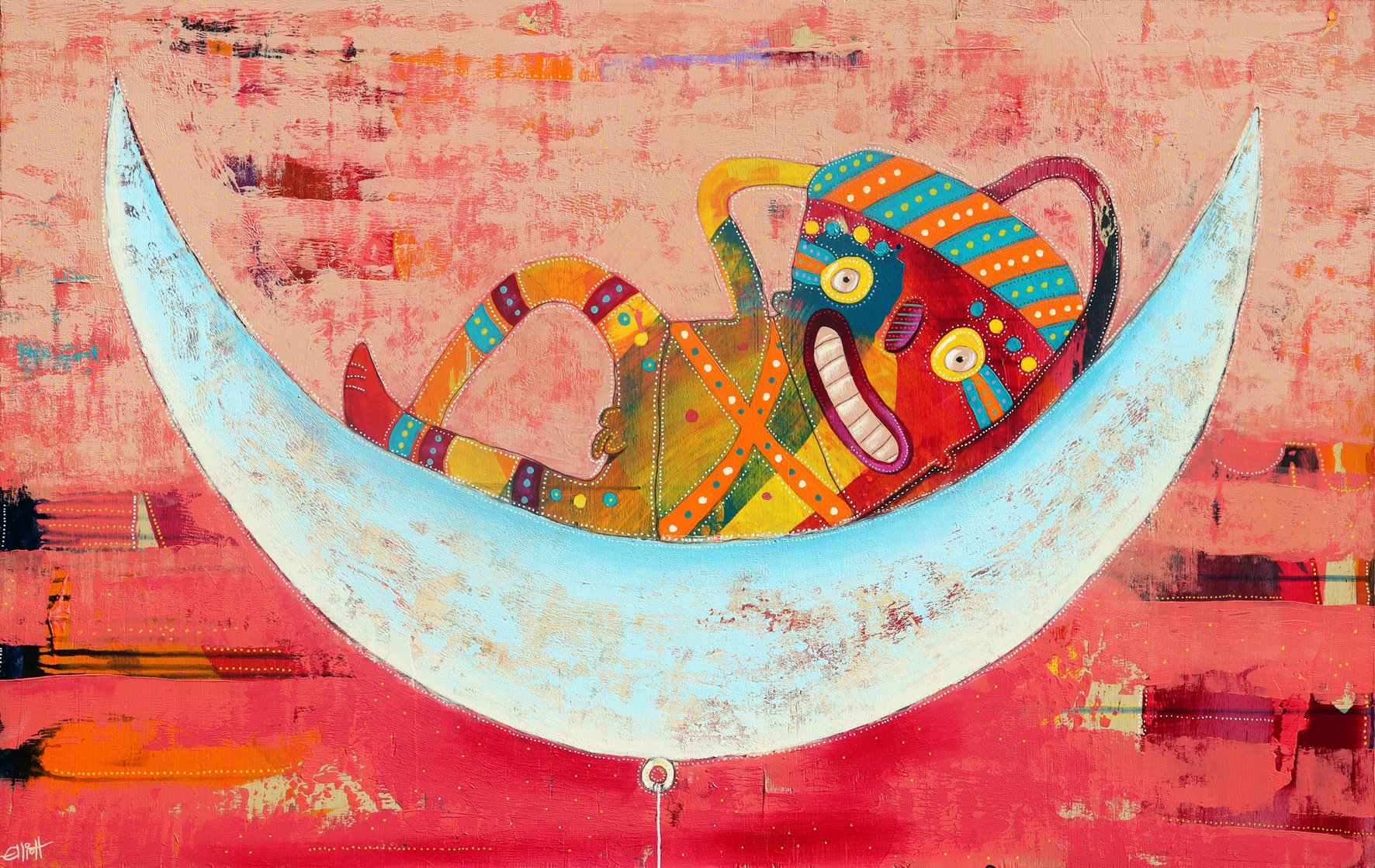 Neil Elliott, Chancay moon, 2025, acrylic.