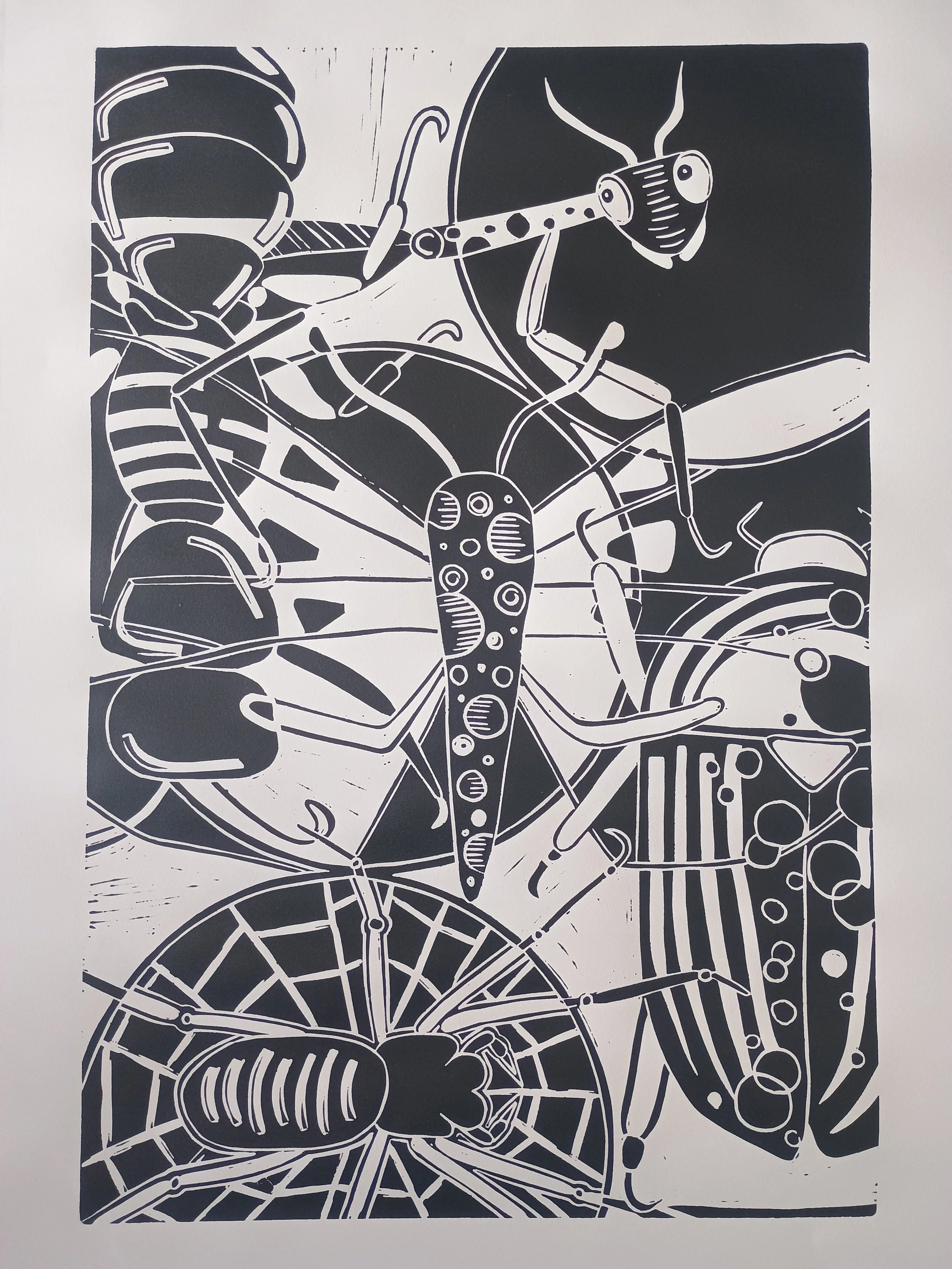 Jessica Moore, Congregation of Insects, 2026, lino print