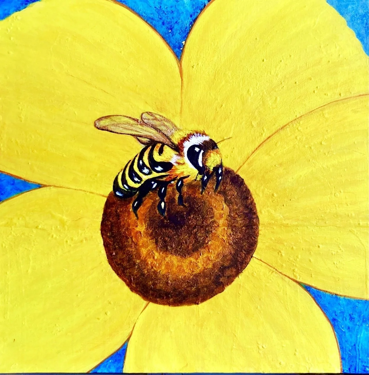 Jenny Ellis-Newman, Native Bee on a Sunflower, 2025, acrylic