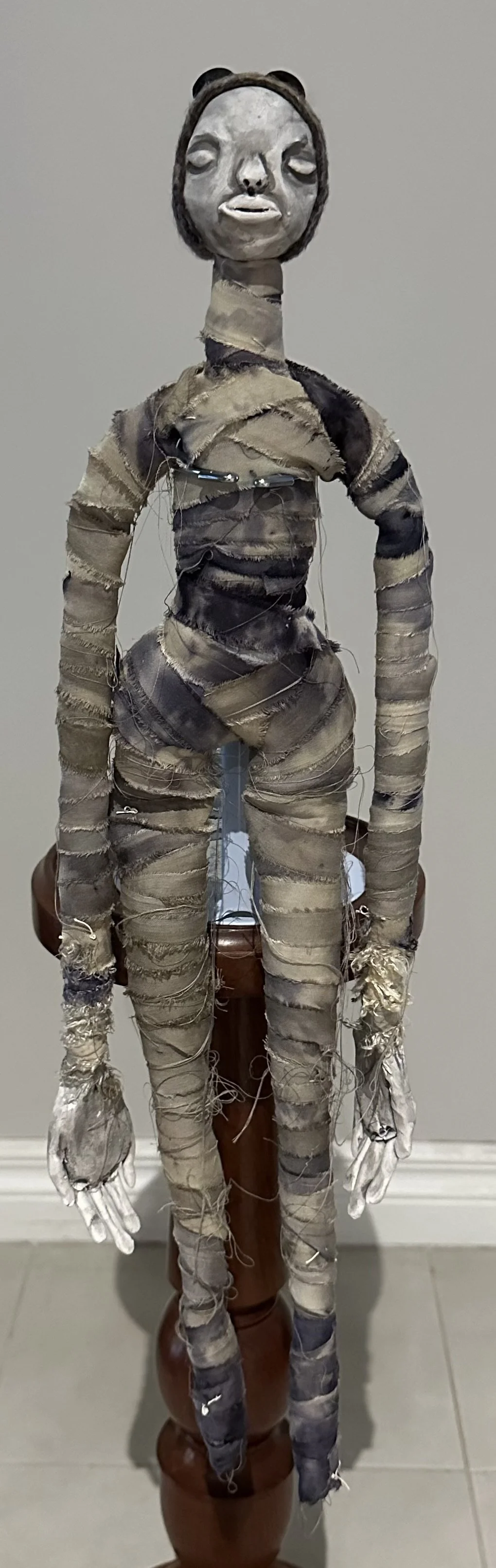 Claypunk, Silkworm Goddess, 2025, porcelain and hand dyed silk