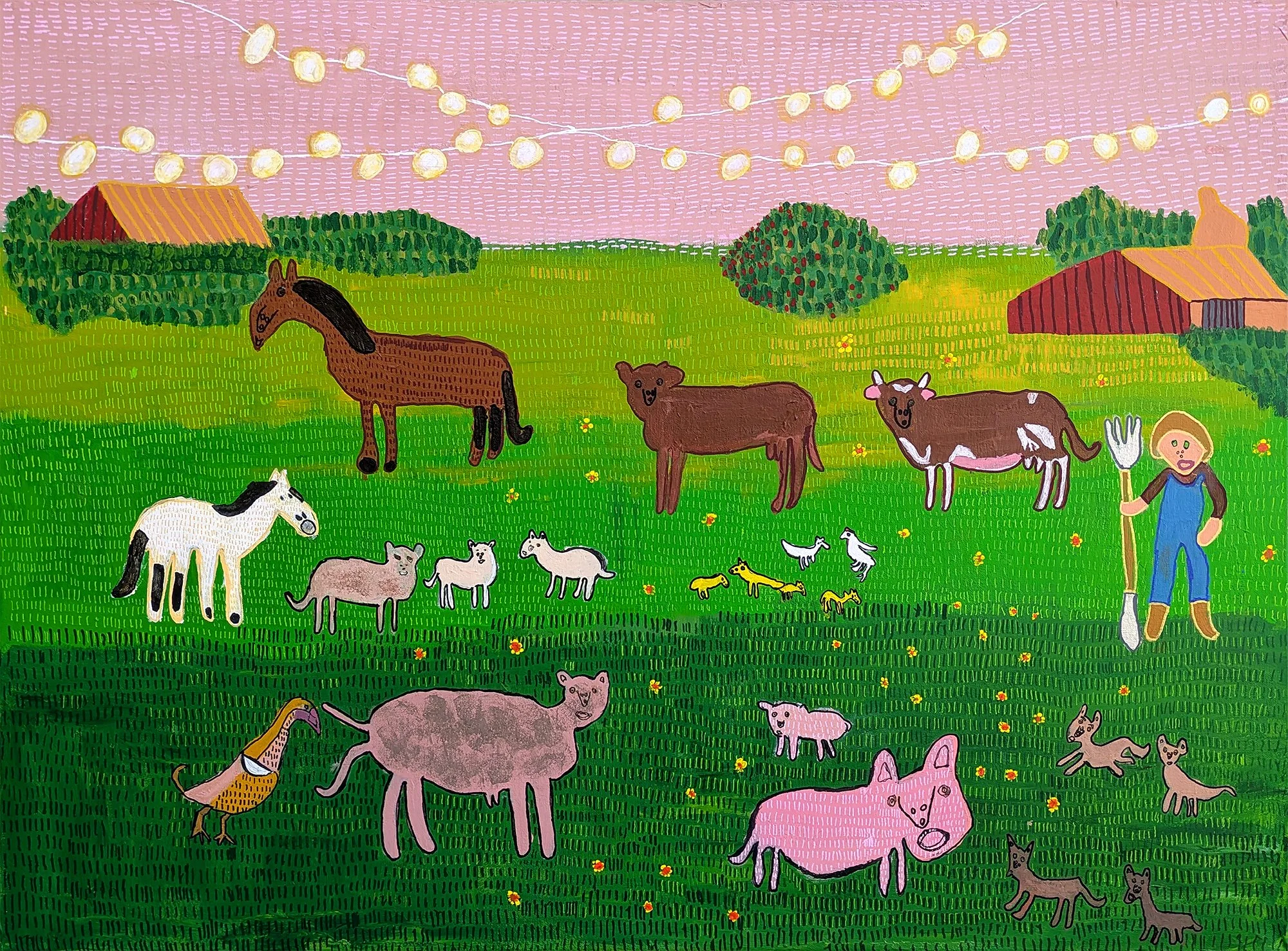 Tim Maley, Tim Maley's Magical Farm, 2024, acrylic.