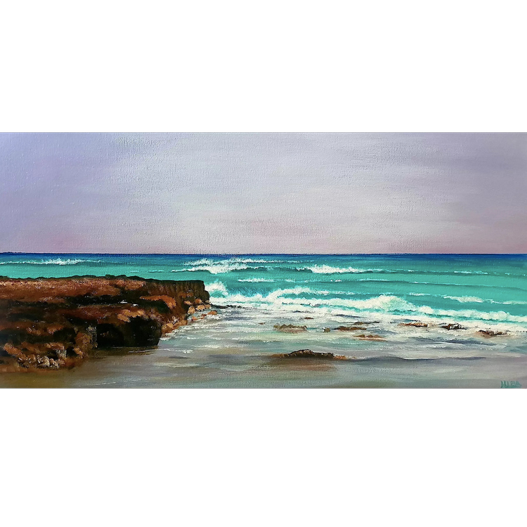 Harry Lea, Torpedo bay, 2019, acrylic on canvas board, 58 x 33cm.