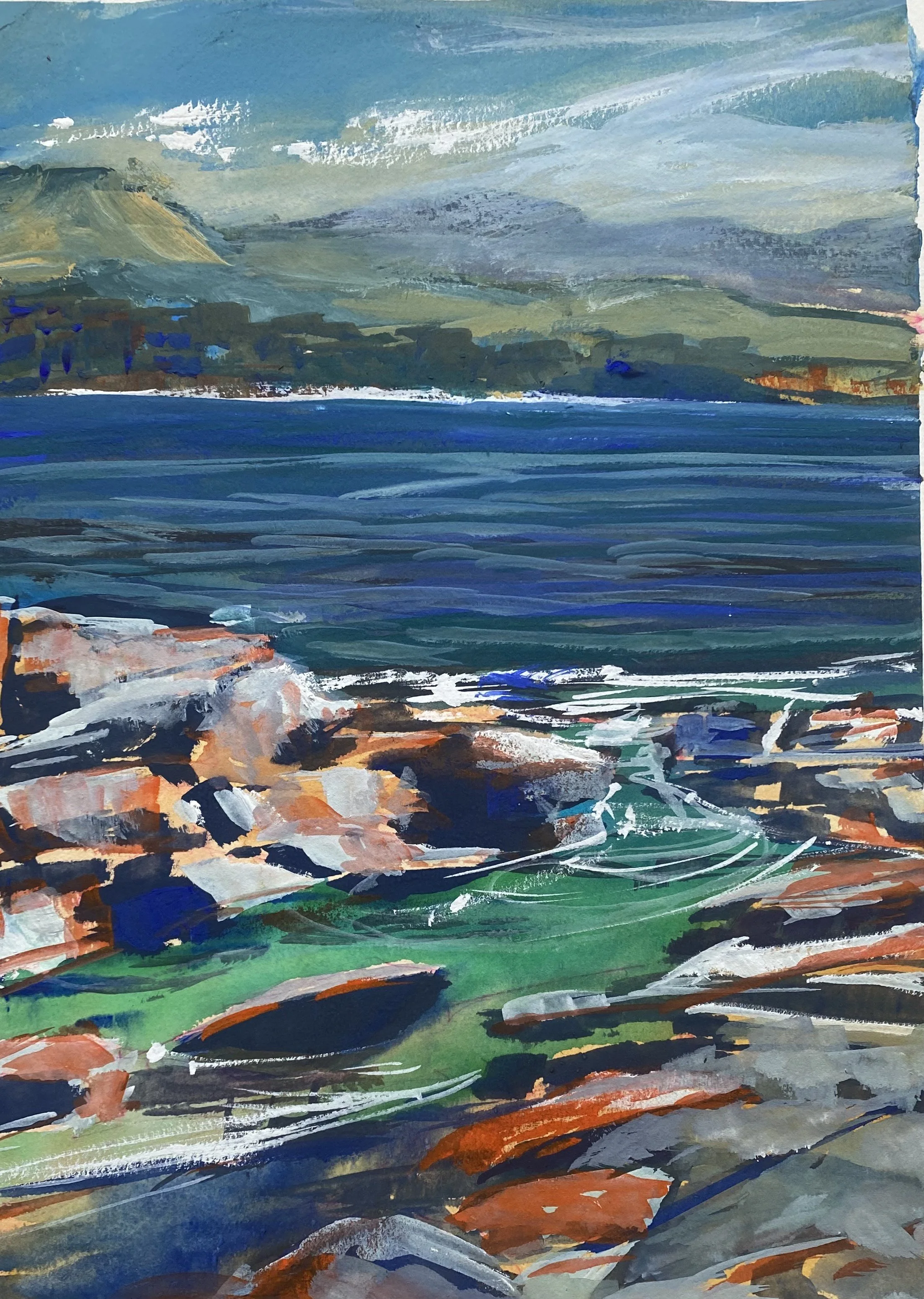 Ann Evans, Bay of fires, 2025, gouache.
