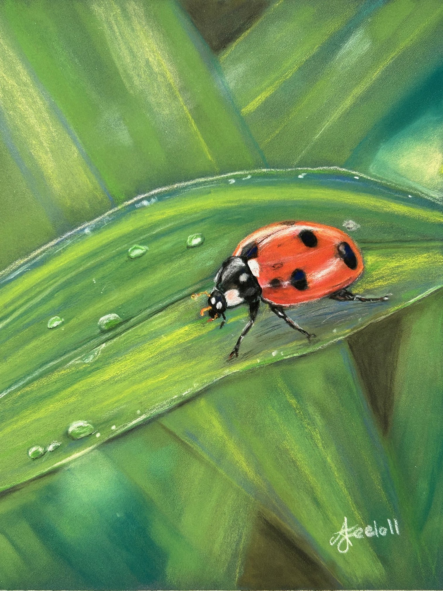 Ash Jeelooll, Lucky Bug, 2026, pastel on paper