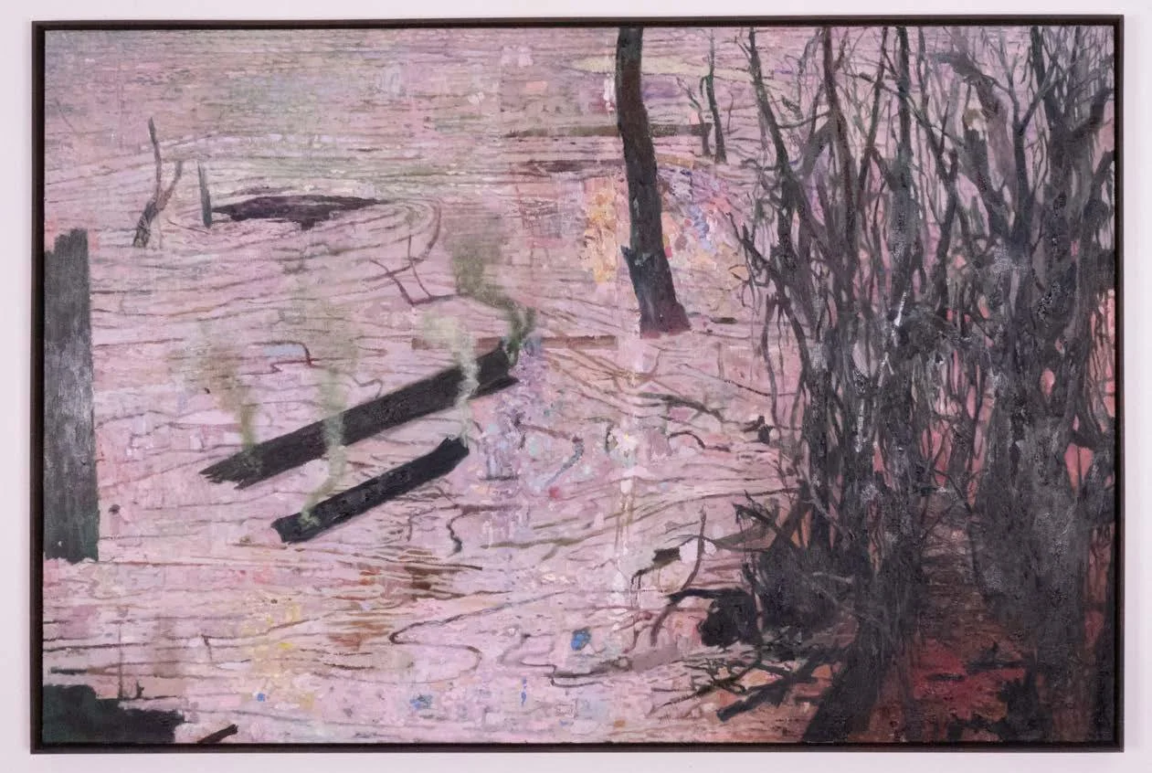 Gregory Pryor, Swags (shedding), 2025, oil on linen, 120 x 180 cm.