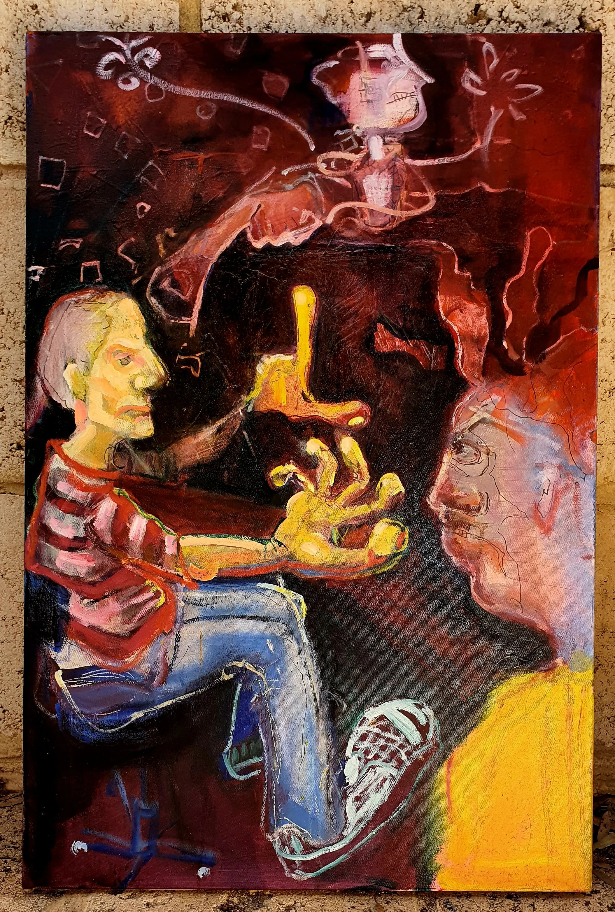 Richard Purbrick, Petty session, 2025, mixed media, 90x60cm.