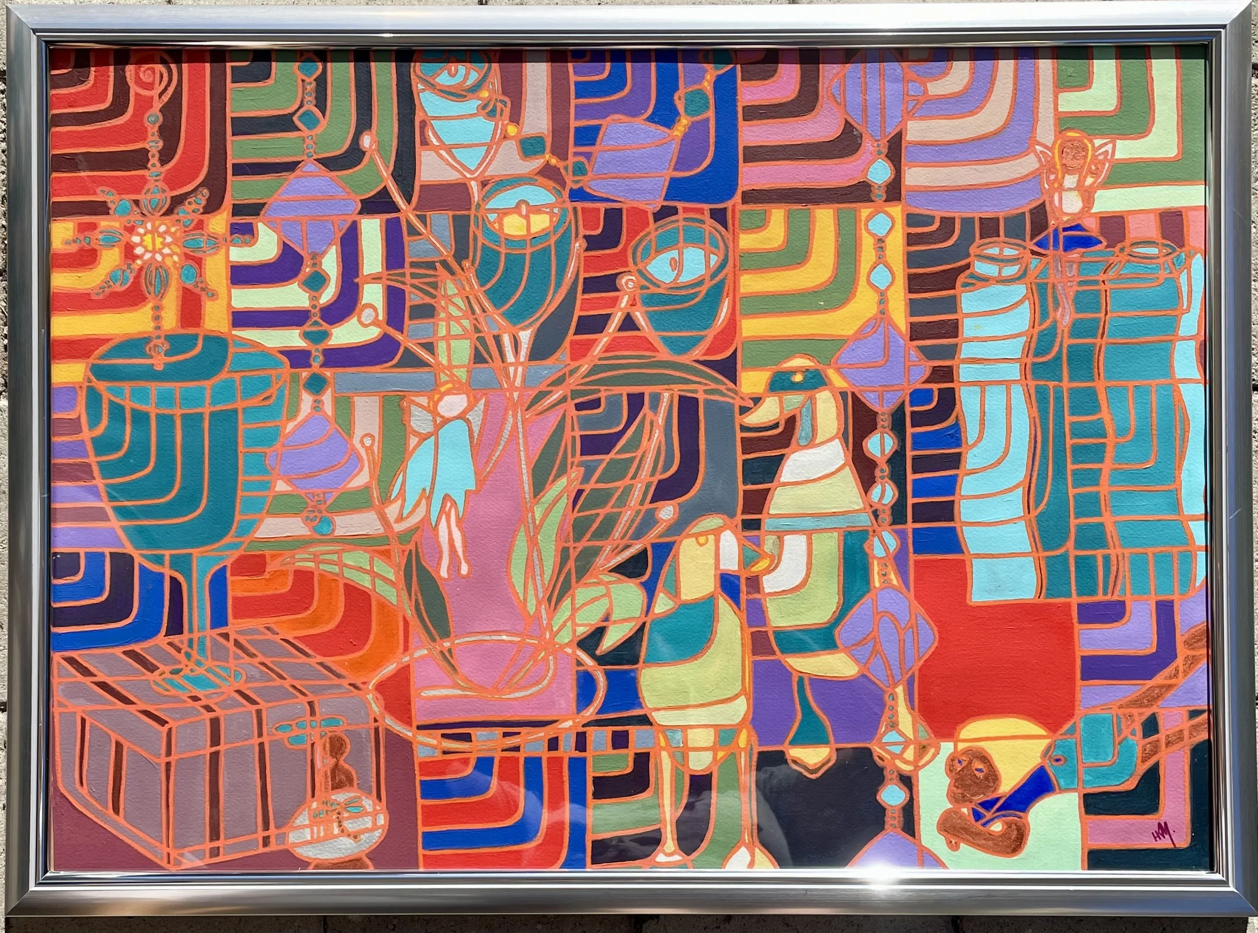 Helen Mitchell, Patchwork curiosa, 2025, acrylic, 62x81cm.