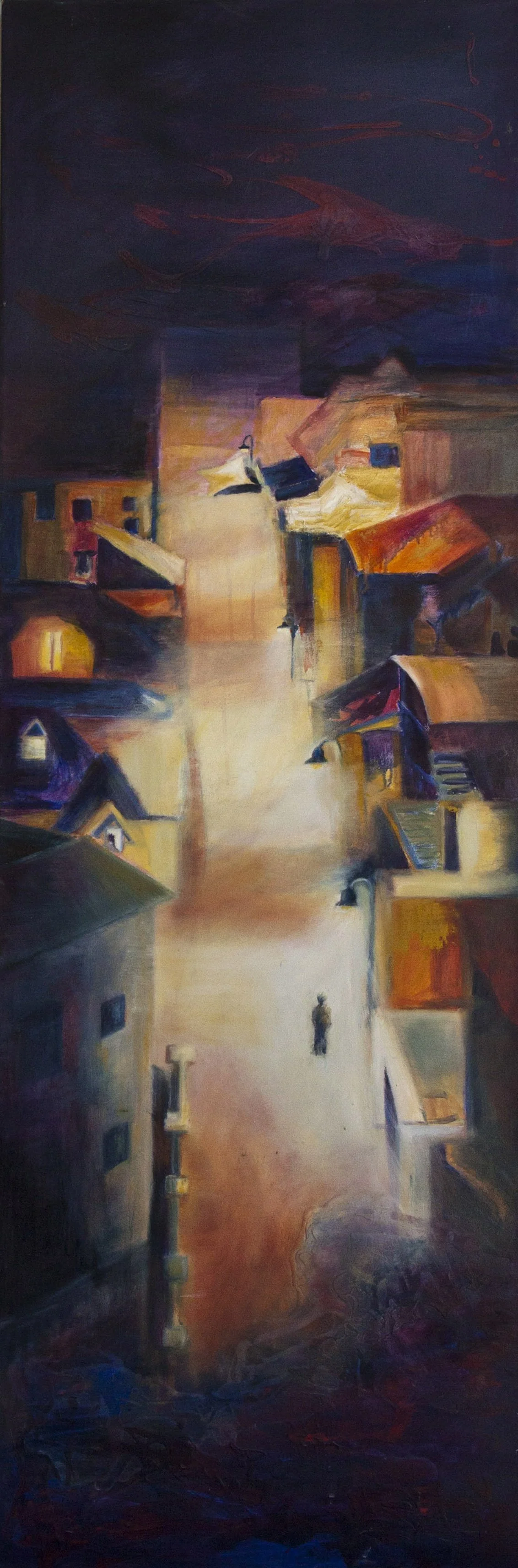 Carol Rowling, Mulberry Lane, 2024, mixed media, 150 x 50 cm