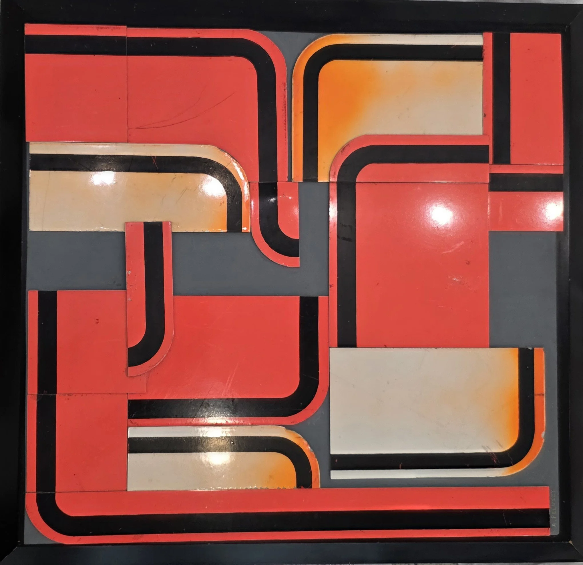 Anne-Maree Pelusey-Zentner, Metal Mondrian- Urban Fragments, 1998, aluminium on board, 64 x 61cm