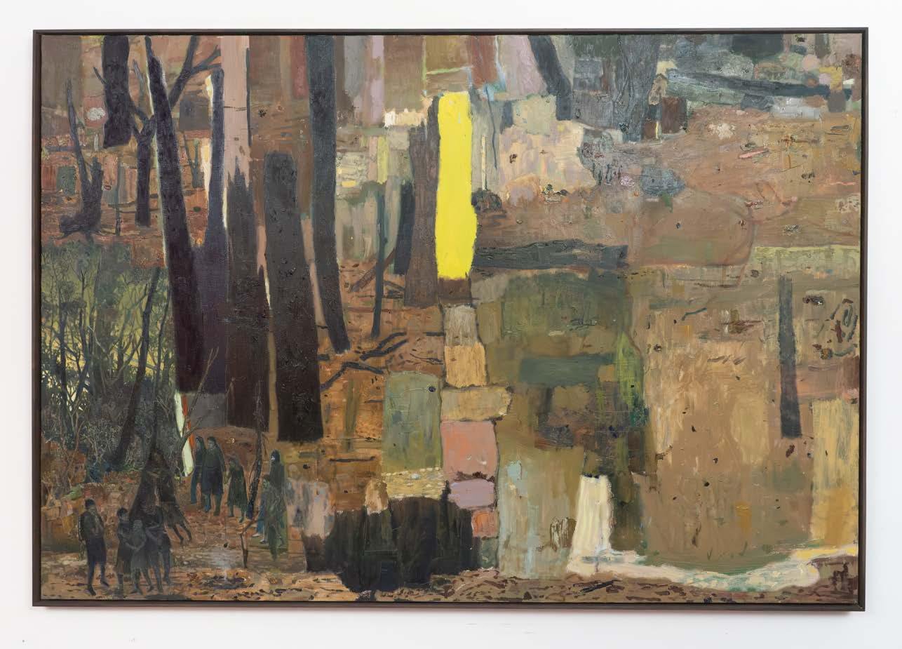 Gregory Pryor, Huddle, 2025, oil on linen, 140 x 202 cm.